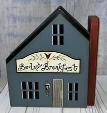 Bob Huffman Signed Shelf Wood Folk Art Primitive Bed & Breakfast Rustic picture