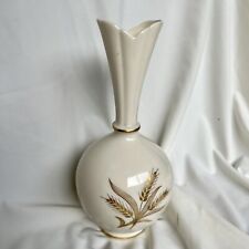 Vintage Lenox Harvest Wheat Pattern Cream Retro Porcelain Gold Tone Vase picture