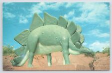 Rapid City South Dakota~Stegosaurus Statue In Dinosaur Park~Vintage Postcard picture