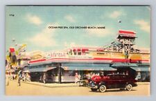 Old Orchard Beach ME-Maine, Ocean Pier Spa, Amusements Souvenir Vintage Postcard picture