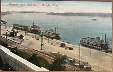 Memphis Wharf Bridge Boats Horse Wagons Tennessee Antique Postcard 1909 picture