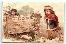c1880 HOME INSURANCE COMPANY NEW YORK CALENDAR AD VICTORIAN TRADE CARD P1745 picture