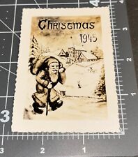 Unusual 1945 SANTA CLAUS Christmas Painting Vintage Snapshot PHOTO picture