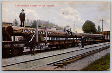 Giant Timber on Train Postcard Railway Workers Huge Log Advertisement WA or OR picture