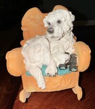 Cute Doodle/Poodle Figurine. Curled Up In Favorite Rocking Chair 5” Tall picture