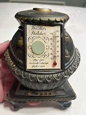Vtg Chalkwear Black Pot Belly Stove  Weather Watcher Thermometer Wall Farmhouse picture