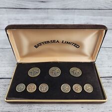 1979 Battersea Limited Bird Ducks Brass Colored Pewter Button Set with Case picture