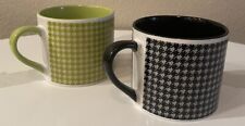 2 Large Houndstooth Black And Green Coffee Tea Mugs Tara Reed Blue Harbor picture