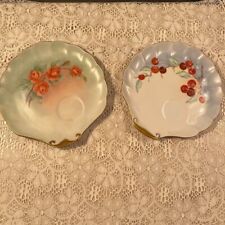 Vintage Handpainted Shell Shaped Snack Plated Set Of 2 picture