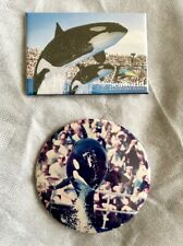 2 Pc Vintage Sea World Souvenir Fridge Magnets Shamu Killer Whale picture