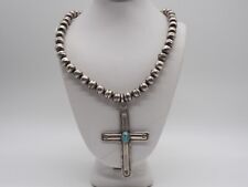 Vintage Navajo Cross Turquoise Necklace - Sterling Silver picture