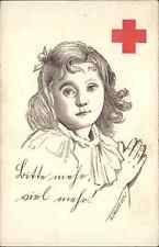 Sweet Little Girl Red Cross Swiss Issued Artist M. Engler Graz c1915 Postcard picture