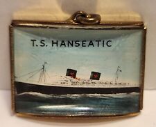 T.S. HANSEATIC Charm Pendant 1960 German Hamberg Atlantic Cruise Ship 1 Inch picture