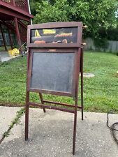 Vtg 1940s Educational Playthings Folding Chalk Board Navy motorcycle Car Slate picture
