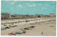 c1950s Classic Cars on Daytona Beach Birds Eye View Bathers Florida VTG Postcard picture