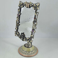 Vintage Victorian Style enamel swivel jeweled insect dragonfly ladybug mirror picture