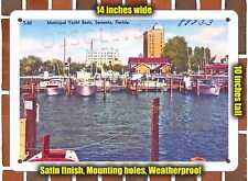 METAL SIGN - Florida Postcard - Municipal Yacht Basin, Sarasota, Florida picture