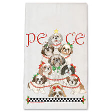 Shih Tzu Peace Tree Christmas Kitchen Towel Holiday Pet Gifts picture
