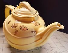 Vintage Hall Tea Pot with Lid Hook ~ Yellow Gold Oak Leaf Accents picture