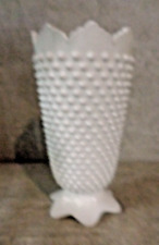 Vintage White Milk Glass Flower Vase Hobnail 9
