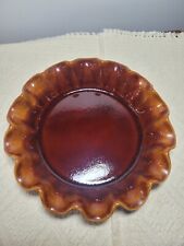 Emile Henry Deep Dish Fluted Ruffled Caramel Brown Pie Plate Shell 10” France picture