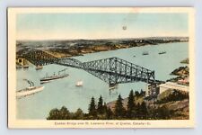 Postcard Quebec City Canada St Lawtence Bridge Aerial 1937 Posted picture