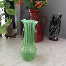 Antique Handblown Fluted Vase Made In Italy Late 1800s Rare picture
