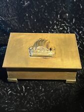 Antique ART DECO Heavy Bronze Footed Cigarette Box Cedar Lined Denmark picture