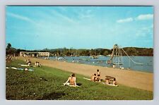 Darlington PA-Pennsylvania, Lake Park, Swimming Beach, Vintage c1960 Postcard picture