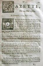 Rare original 1760 French & Indian War newspaper GAZETTE printed in Paris FRANCE picture