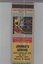 Matchbook Cover - Vintage Gas Station Johnnie's Sunoco Service Inkster, MI picture