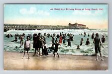 Long Beach CA-California, Everyday Bathing Beach Scene, Antique Vintage Postcard picture