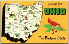 Greetings from Ohio, State Map, The Buckeye State - Postcard  picture