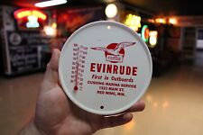 RARE 1960s EVINRUDE OUTBOARD BOAT DEALER EMBOSSED METAL THERMOMETER SIGN MARINE picture