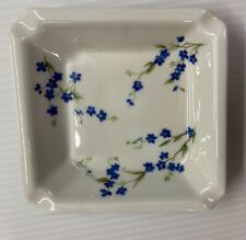 Vintage Limoges Porcelain Trinket Dish / Ashtray Blue Flowers Made in France picture