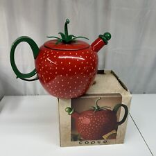 Vintage Copco Strawberry Shaped Enamel Metal Teapot Whistling Tea Kettle Pot 2.5 picture