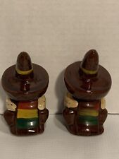 Vintage Redware Salt And Pepper Shakers Sombrero Men Collectible Made in Japan picture