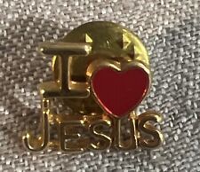 I Love Jesus Red Heart Vintage Pin Gold Tone Small picture