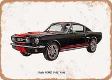 Classic Car Art - 1965 Ford Mustang And Oil Painting - Rusty Look Metal Sign picture