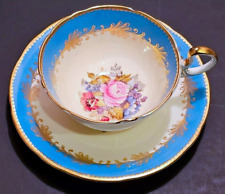 ANTIQUE AYNSLEY J.A. BAILEY HAND PAINTED CABBAGE ROSE SIGNED TEACUP & SAUCER SET picture