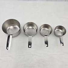 Set Of 4 Foley Measuring Cups Stainless Steel USA 1/4 1/3 1/2 1 Cup Vintage picture