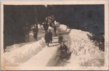 1926 OSLO, Norway RPPC Real Photo Postcard TOBOGGAN SLIDE SCENE w/ Cancels picture