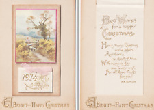 1914 Happy Merry Christmas Calendar Postcard H M Burnside Greeting Poem Embossed picture