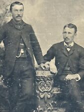 Antique Old Tintype Found Photo Two Good Looking Brothers Twins With Moustaches picture