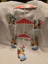 VINTAGE CHRISTMAS 3 Tier Plastic & Cardboard MOBILE WITH 5 Angels & Trumpets  picture