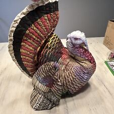 Handmade Stitched Turkey Stuffed Fabric Thanksgiving Fall Decor Realistic 14x12 picture