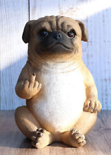 Ebros Feisty Pooch Rude Fat Pug Puppy Dog Flipping The Bird Figurine Greeter picture
