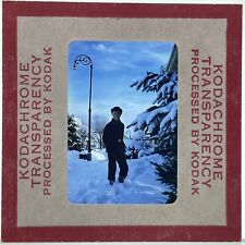 50s 35mm Slide Red Kodachrome 1950s Happy Boy in the Snow picture