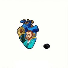 Vincent Van Gogh Heart Pin - Beautiful Starry Night, Sunflowers, Anatomical Art picture