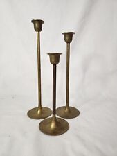 Vintage Lot Of 3 Brass Candle Holders Graduated Tapered Candlesticks picture